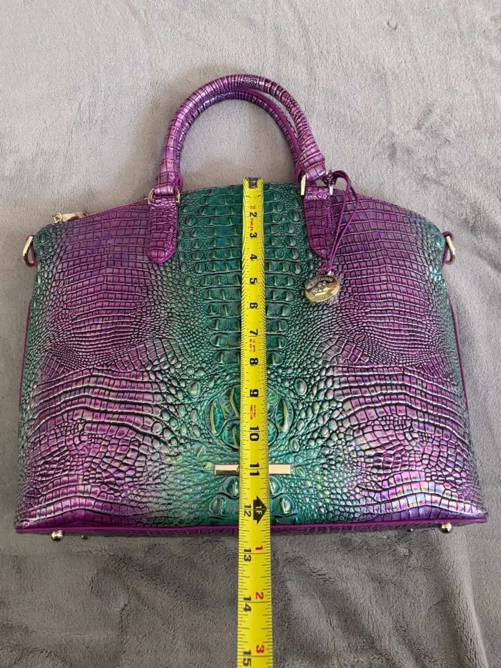 BRAHMIN Large Duxbury Hyacinth Ombre Mini Melbourne Leather Satchel Bag Purse - Picture 10 of 16